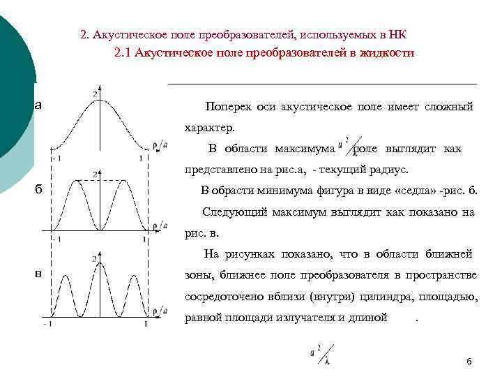   2. Акустическое поле преобразователей, используемых в НК   2. 1 Акустическое