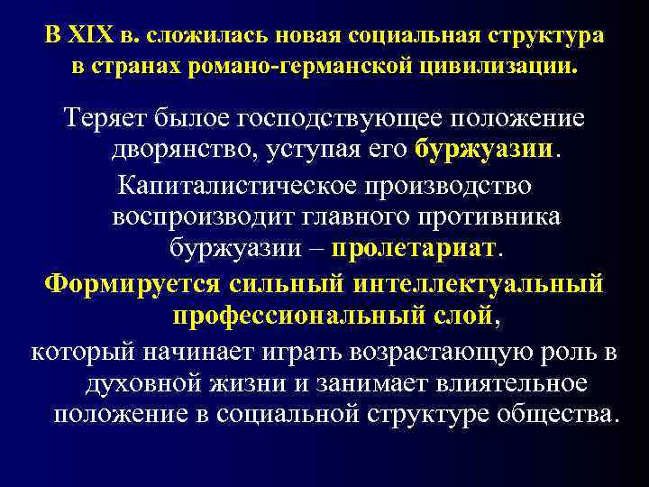  В XIX в. сложилась новая социальная структура      в
