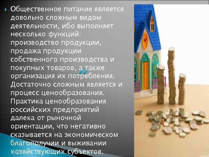   Общественное питание является довольно сложным видом деятельности, ибо выполняет несколько функций: производство