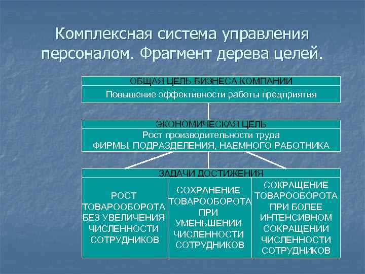  Комплексная система управления персоналом. Фрагмент дерева целей.   ОБЩАЯ ЦЕЛЬ БИЗНЕСА КОМПАНИИ