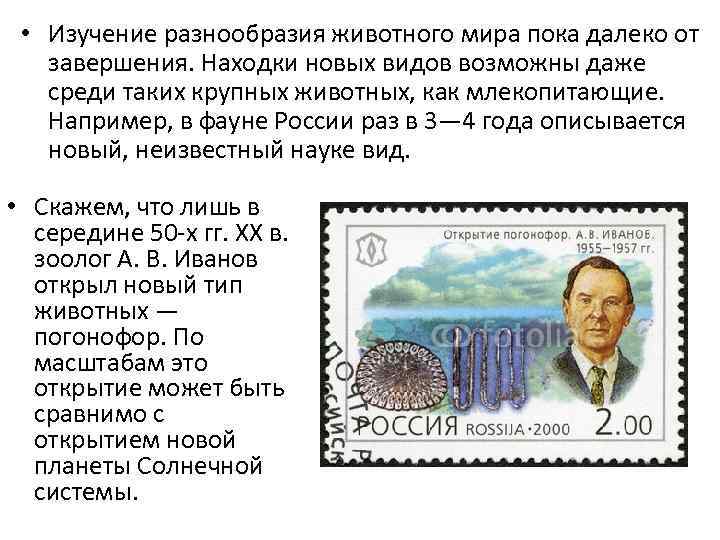  • Изучение разнообразия животного мира пока далеко от завершения. Находки новых видов возможны