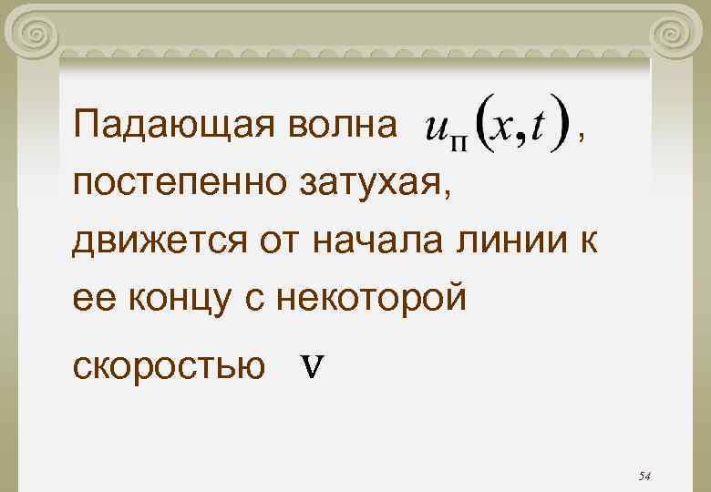 Падающая волна , постепенно затухая, движется от начала линии к ее концу с Падающая волна , постепенно затухая, движется от начала линии к ее концу с