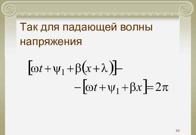 Так для падающей волны напряжения 63 Так для падающей волны напряжения 63