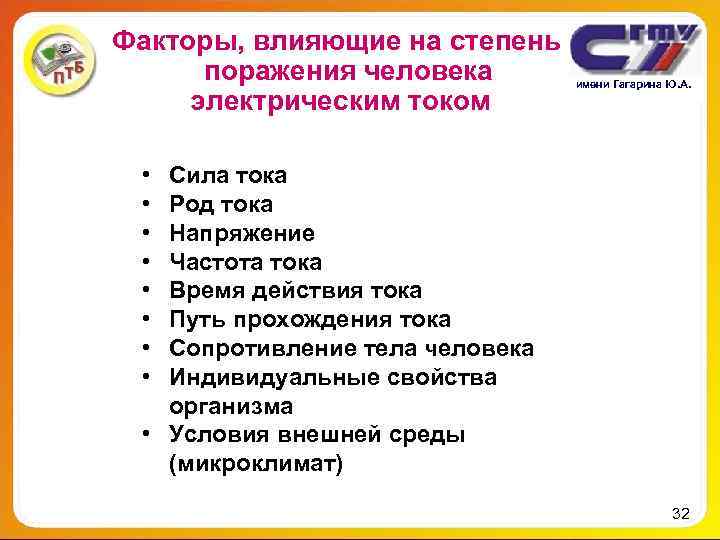 Факторы, влияющие на степень поражения человека имени Гагарина Ю. А. Факторы, влияющие на степень поражения человека имени Гагарина Ю. А.