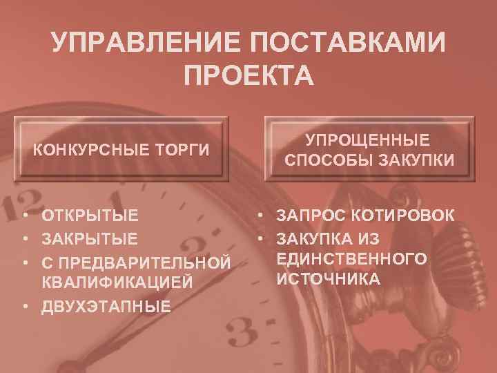 УПРАВЛЕНИЕ ПОСТАВКАМИ   ПРОЕКТА      УПРОЩЕННЫЕ КОНКУРСНЫЕ ТОРГИ