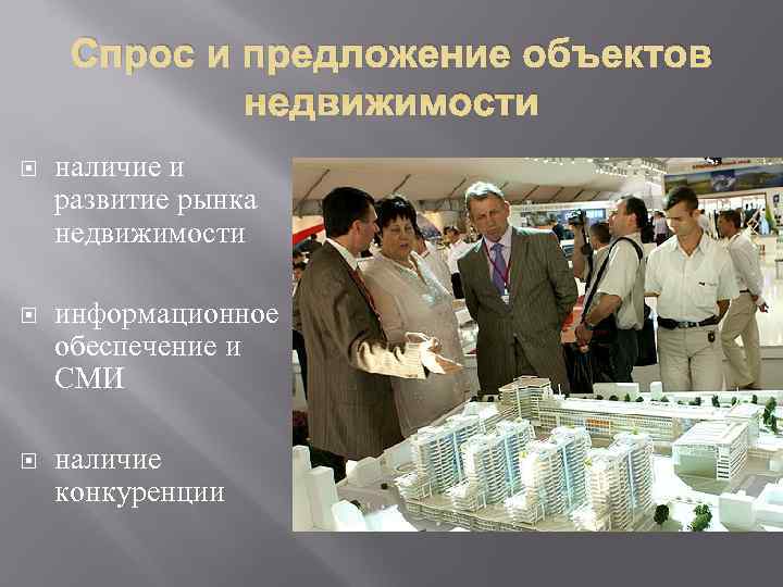  Спрос и предложение объектов   недвижимости наличие и развитие рынка недвижимости информационное