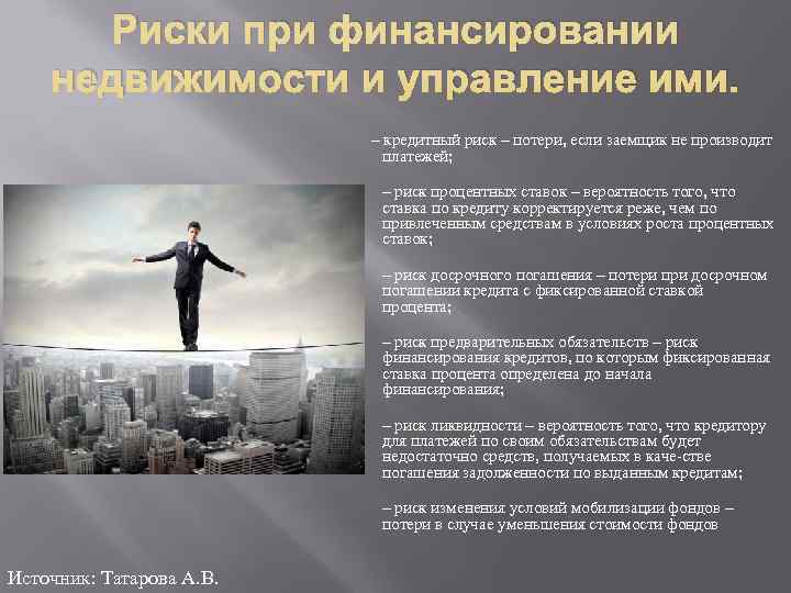   Риски при финансировании недвижимости и управление ими.     