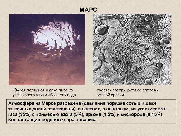 МАРС Южная полярная шапка льда из МАРС Южная полярная шапка льда из