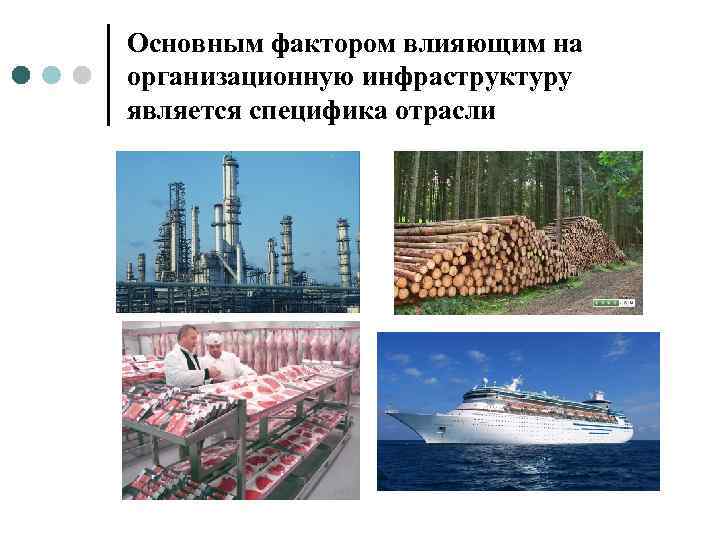 Основным фактором влияющим на организационную инфраструктуру является специфика отрасли 