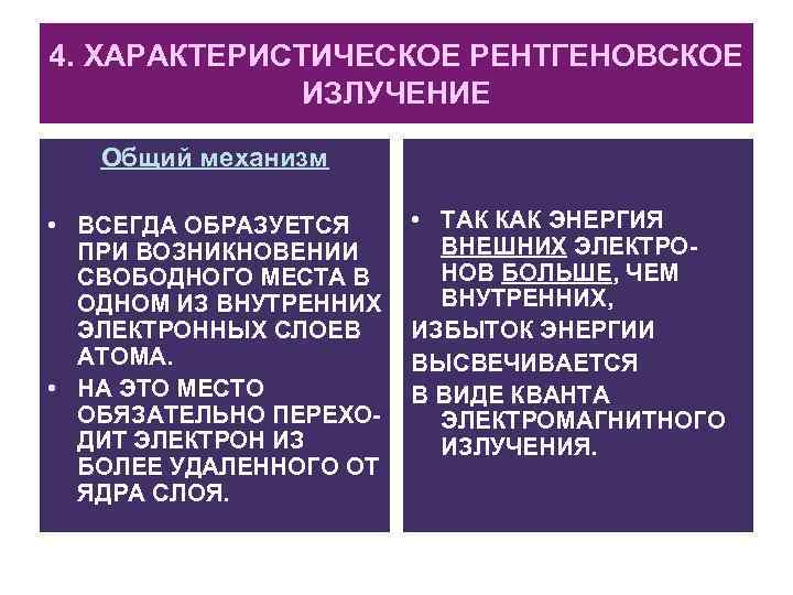 4. ХАРАКТЕРИСТИЧЕСКОЕ РЕНТГЕНОВСКОЕ    ИЗЛУЧЕНИЕ Общий механизм  • ВСЕГДА ОБРАЗУЕТСЯ •