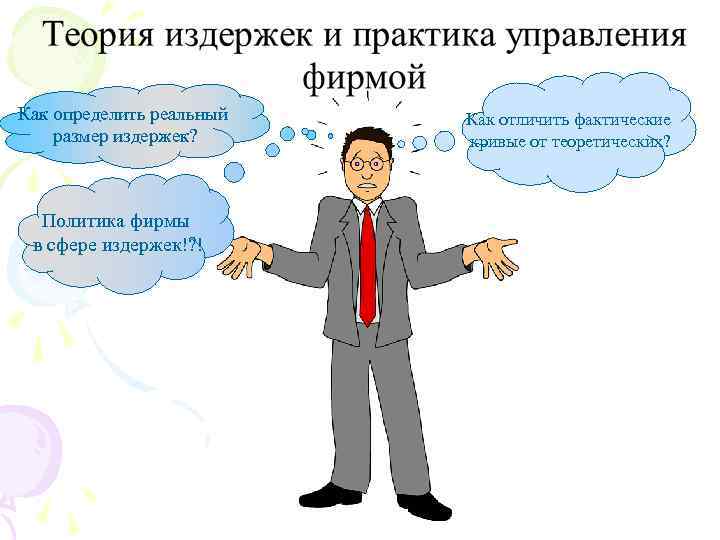 Как определить реальный  Как отличить фактические размер издержек?  кривые от теоретических? 