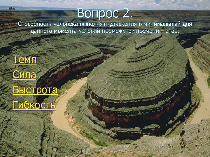     Вопрос 2. Способность человека выполнять движения в минимальный для данного