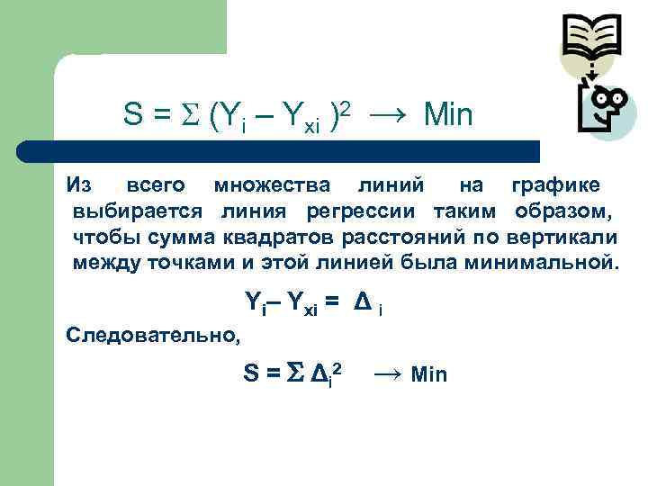   S =  (Yi – Yxi )2  → Min Из всего