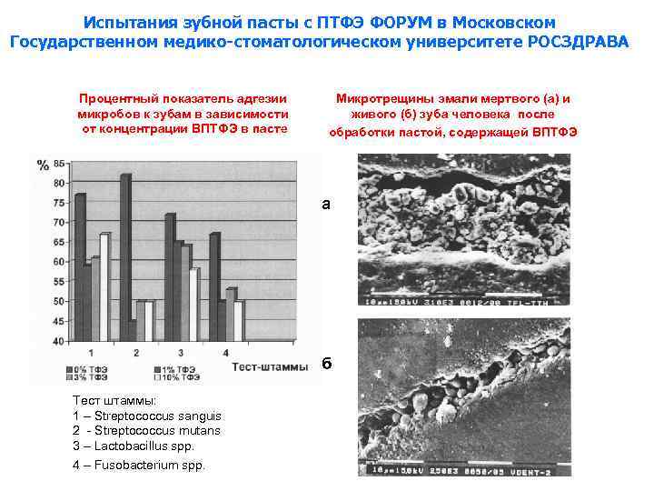   Испытания зубной пасты с ПТФЭ ФОРУМ в Московском Государственном медико-стоматологическом университете РОСЗДРАВА