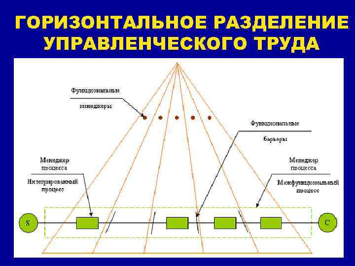 Схема разделения управленческих функций между руководством и отдельными подразделениями