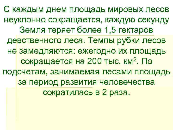 С каждым днем площадь мировых лесов неуклонно сокращается, каждую секунду Земля теряет более 1,