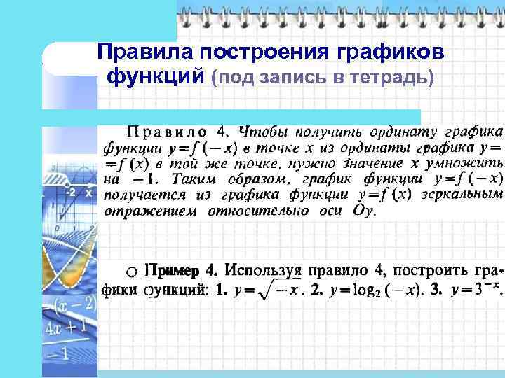 Правила построения графиков функций (под запись в тетрадь) 