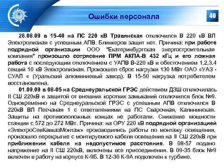       Ошибки персонала      40