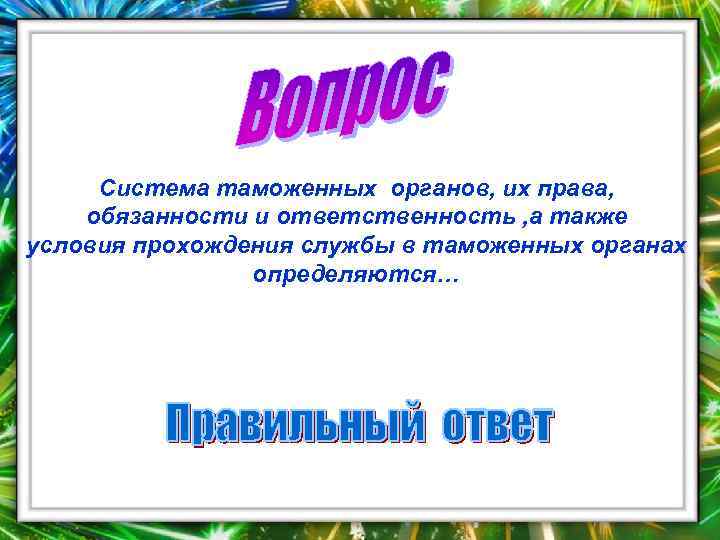  Система таможенных органов, их права, обязанности и ответственность , а также условия прохождения