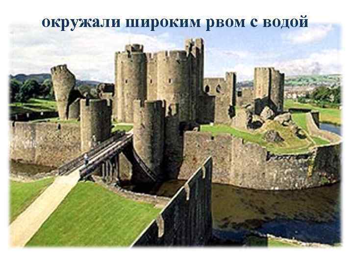 окружали широким рвом с водой 