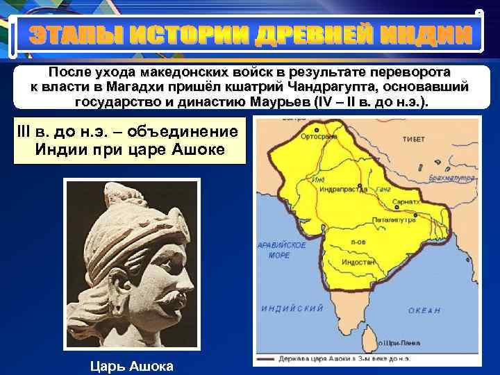 После ухода македонских войск в результате переворота к власти в Магадхи пришёл После ухода македонских войск в результате переворота к власти в Магадхи пришёл