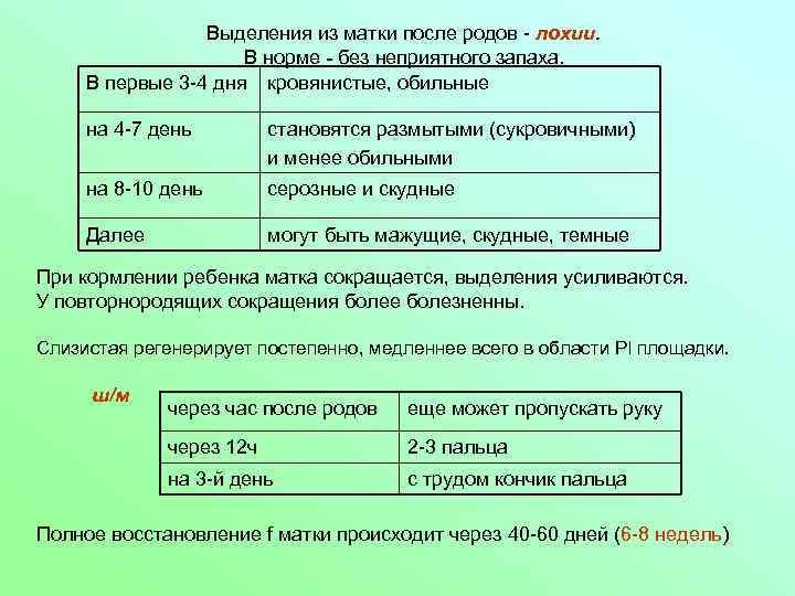 Месяц после родов выделения