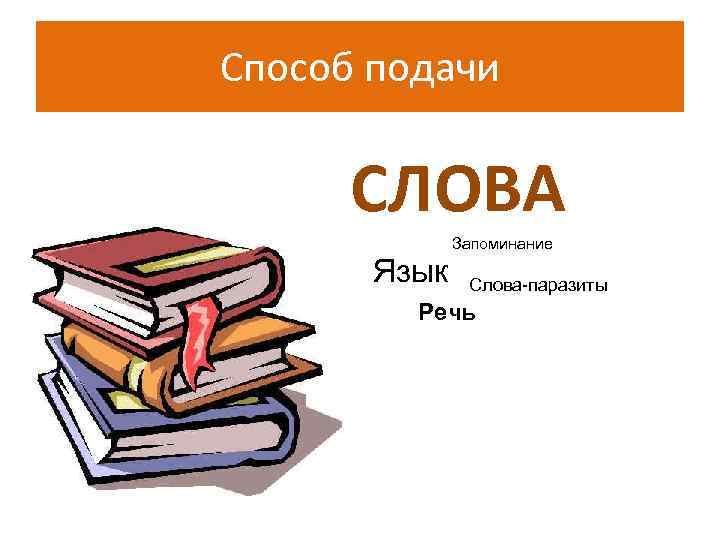 Способ подачи  СЛОВА    Запоминание   Язык  Слова-паразиты 