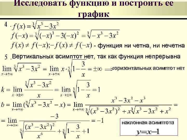 Исследовать функцию и построить ее   график      -