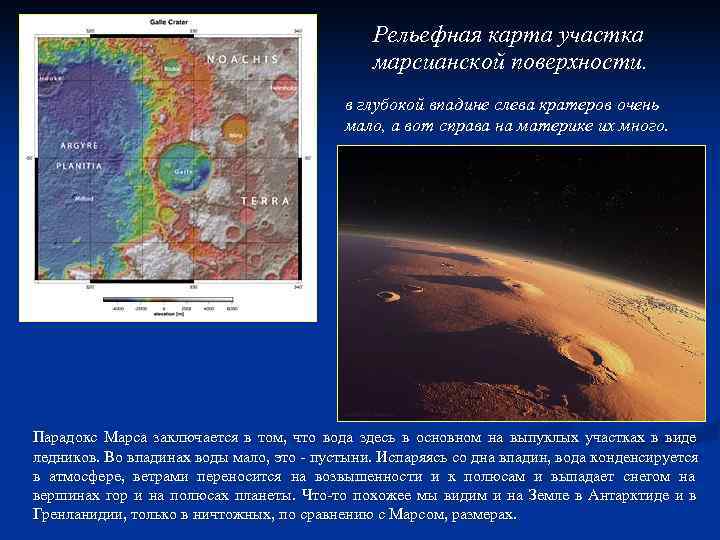      Рельефная карта участка    марсианской поверхности. 