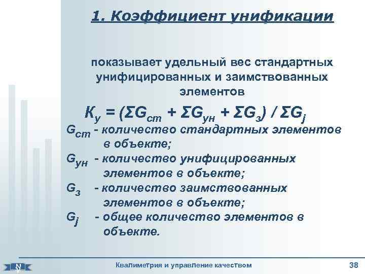   1. Коэффициент унификации    показывает удельный вес стандартных  