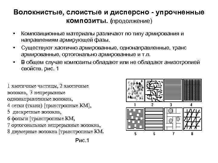  Волокнистые, слоистые и дисперсно - упрочненные    композиты. (продолжение)  •