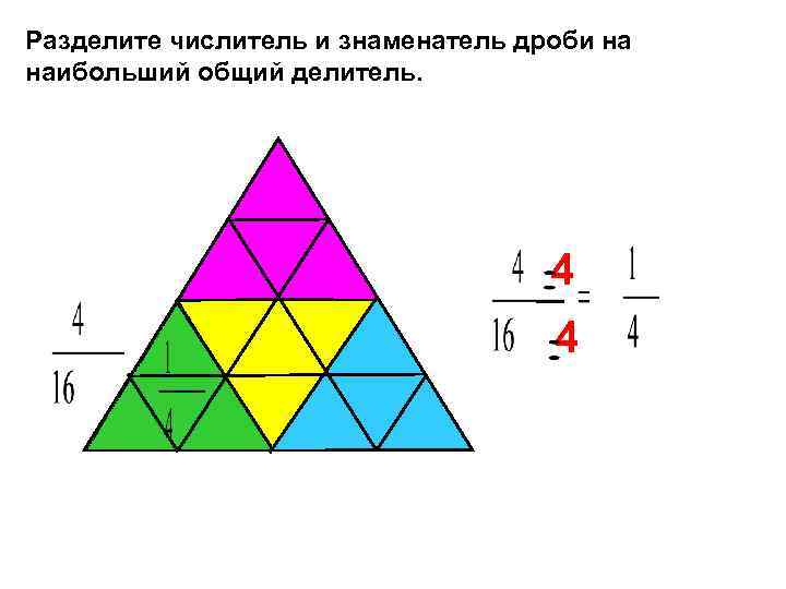 Разделите числитель и знаменатель дроби на наибольший общий делитель.     