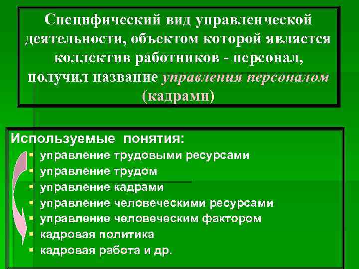       Специфический вид управленческой  деятельности, объектом которой является