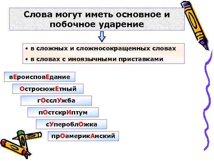 В основном имеет. Основное и побочное ударение. Слова могут иметь основное и побочное ударение. Слова с побочным ударением. Побочные ударения в сложных словах.