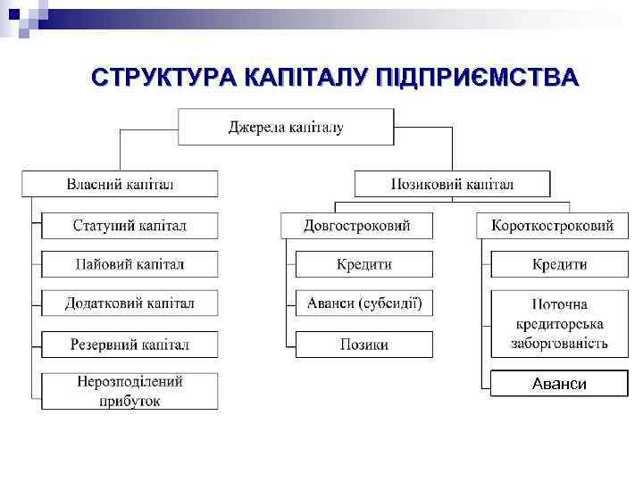 СТРУКТУРА КАПІТАЛУ ПІДПРИЄМСТВА      Аванси 