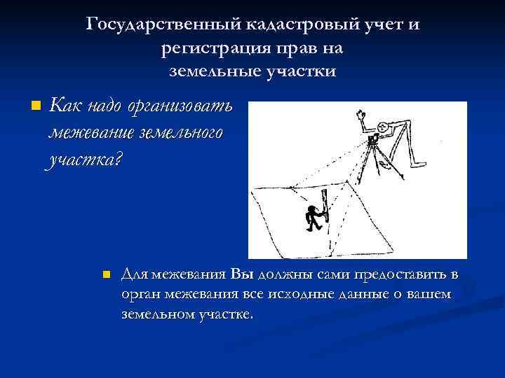   Государственный кадастровый учет и   регистрация прав на   земельные