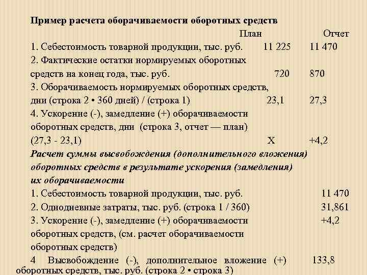 Оборачиваемость оборотных средств