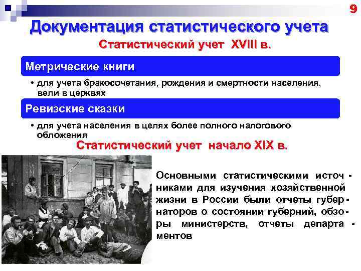       9 Документация статистического учета    Статистический