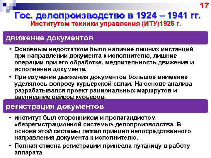       17 Гос. делопроизводство в 1924 – 1941 гг.