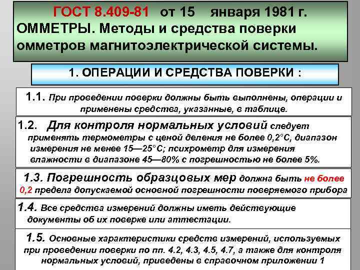   ГОСТ 8. 409 -81 от 15 января 1981 г. ОММЕТРЫ. Методы и