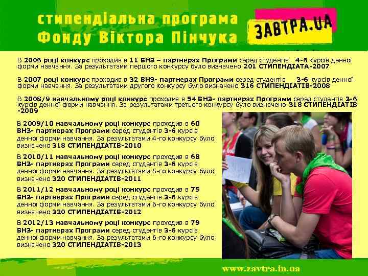  В 2006 році конкурс проходив в 11 ВНЗ – партнерах Програми серед студентів