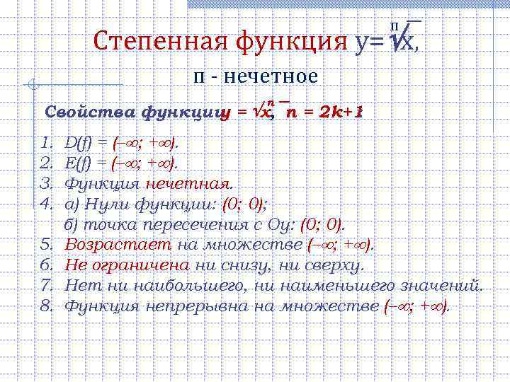     п   Степенная функция y= x,   