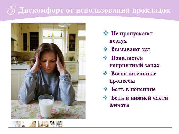 Дискомфорт от использования прокладок     v Не пропускают   