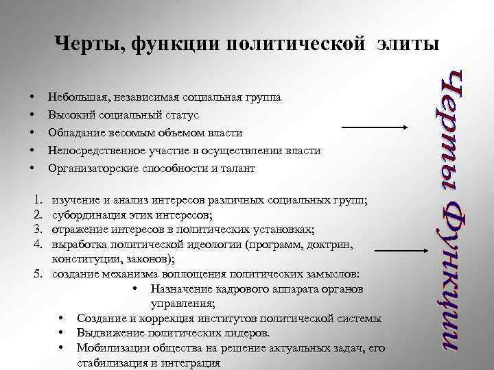 Черты политической элиты