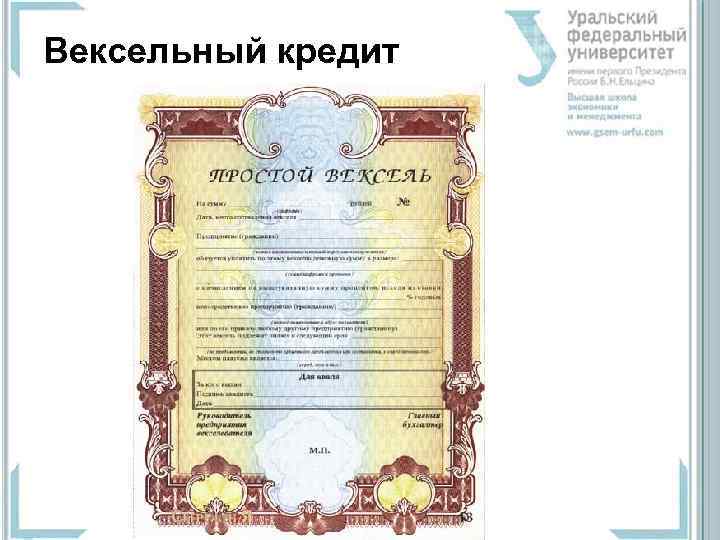 Вексельный кредит 