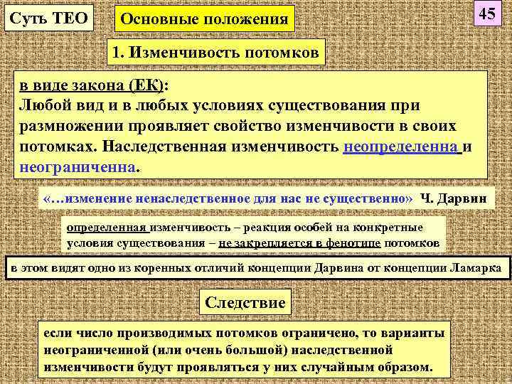 Суть ТЕО  Основные положения       45  