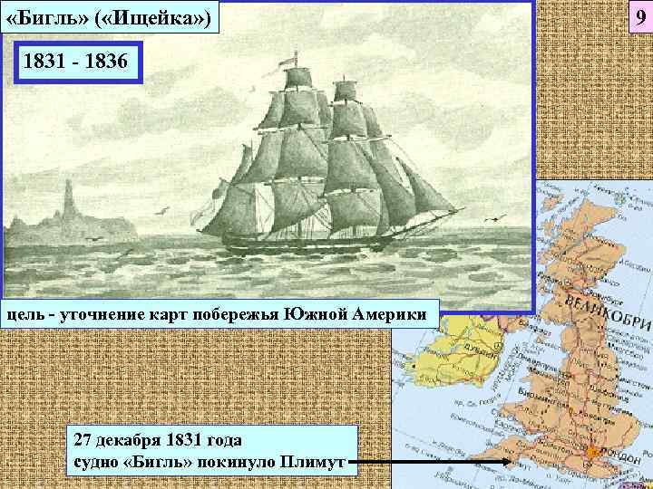  «Бигль» ( «Ищейка» )     9 1831 - 1836 цель