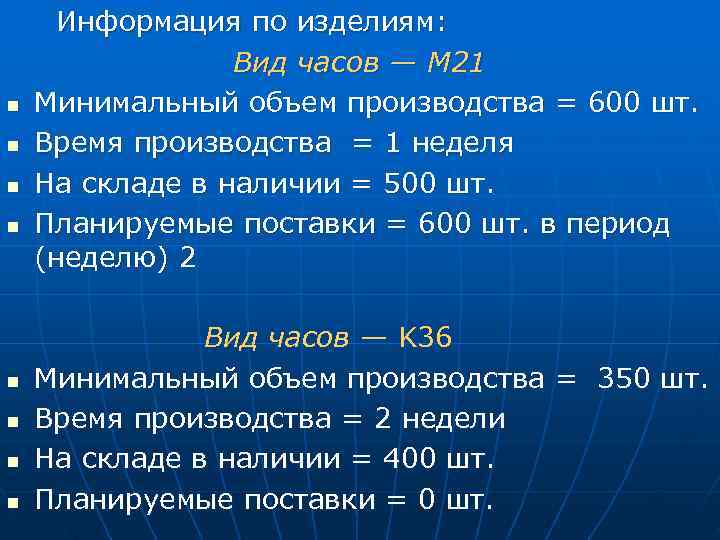 Информация по изделиям: Вид часов — M 21 n Информация по изделиям: Вид часов — M 21 n