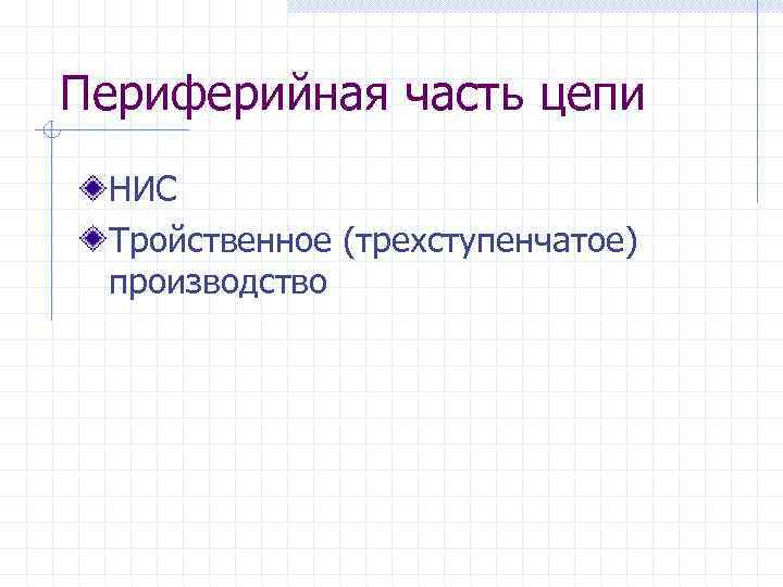 Периферийная часть цепи НИС Тройственное (трехступенчатое) производство 