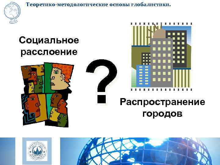  Теоретико-методологические основы глобалистики. Социальное расслоение    ?  Распространение  